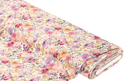 Baumwoll-Rippjersey-Digitaldruck 'Blumen', rosa-color