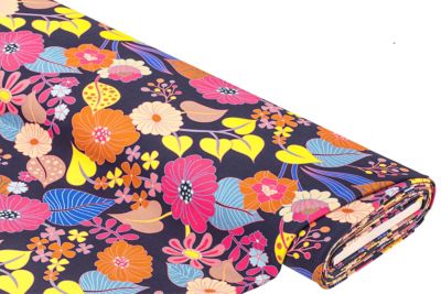 Albstoffe biologische sweat / French Terry 'Bloomorama', blauw-multicolor