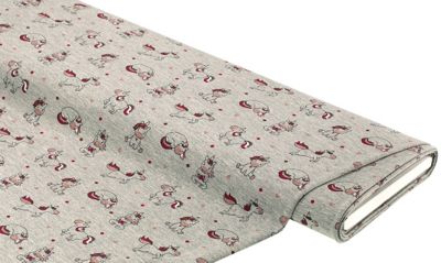 Sweatstoff 'Einhorn' mit Elasthan, grau-melange