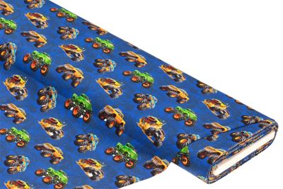Katoenen jersey digitale print 'Monster Truck' met elasthaan, blauw-multicolor