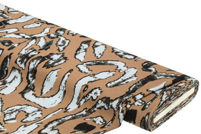 Tissu lin de viscose 'moderne', taupe/bleu clair
