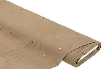 Musselin/Doppel-Gaze 'Mond & Sterne', braun/gold
