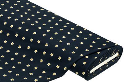 Tissu sweat / French Terry 'fleurs', bleu marine/coloré
