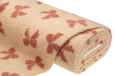 Teddy-jacquard 'Strikjes', crème/mauve