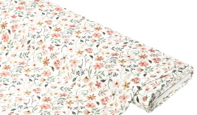 Katoenen ribjersey 'Weidebloemen', wit-multicolor