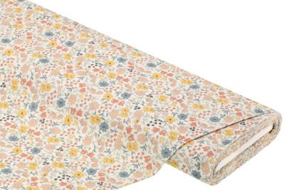 Velours côtelé fin en coton 'fleurs des champs', multicolore