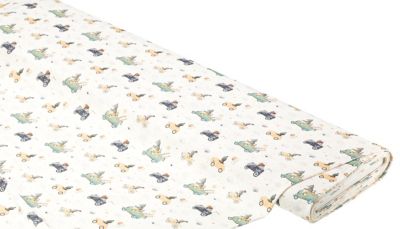 Baumwoll-Jersey 'Tier-Rallye' mit Elasthan, natur-color