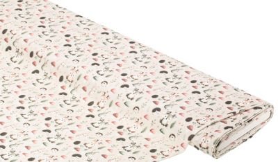 Katoenen jersey 'Hertje & Vrienden' met elastaan, naturel-kleur