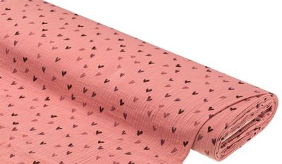 Musselin/Doppel-Gaze 'Herzchen', rosa-color