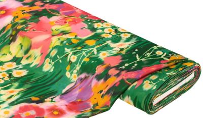 Elastische jersey scuba 'Bloem', bont