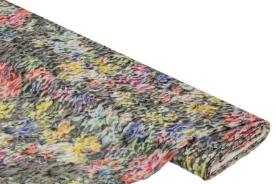 Kantstof 'Bloemen', grijs/gekleurd