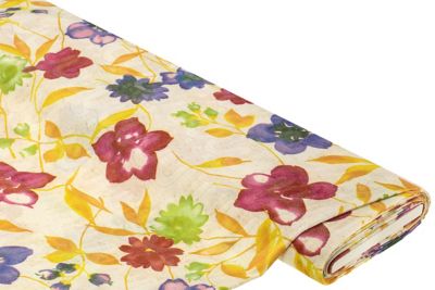 Tissu maille 'fleurs', blanc cassé/multicolore