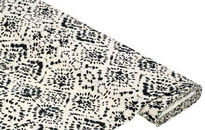 Plissee-Blusenstoff 'Ornamente', creme/schwarz