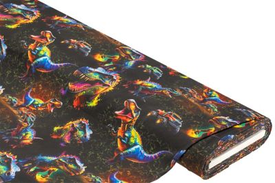 Katoenjersey 'Dino's & Monstertrucks' met elastaan, zwart-multicolor