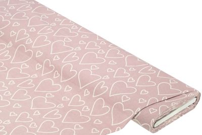 Baumwoll-Flanell 'Herzen', rosé-color