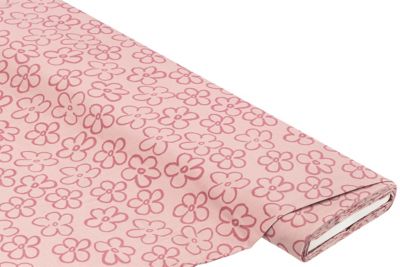 Baumwoll-Feincord „Blumen“, rosa-color