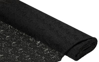 Tissu dentelle extensible 'papillons', noir