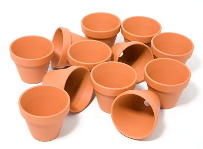 Pots en terre cuite, 7 cm hauteur, 8 cm Ø, 12 pièces