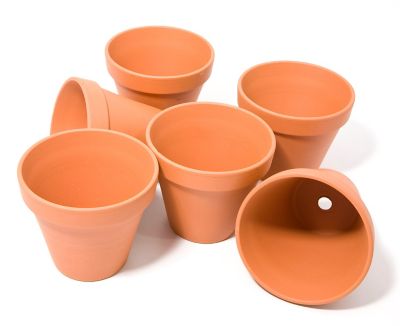 Set de 4 pièces en terre cuite couleur pot rond / pot de fleurs