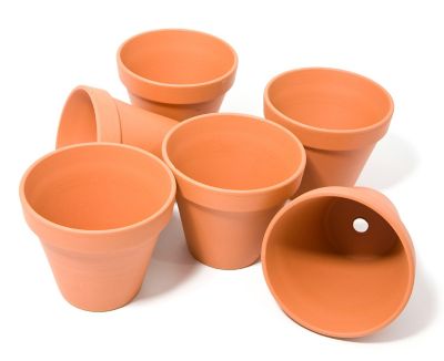 Pots en terre cuite, 12 cm de hauteur, 13 cm Ø, 6 pièces