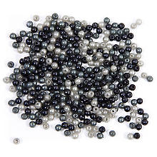 Perles nacrées en acrylique, noirs/gris, 4 mm Ø, 25 g