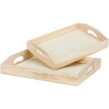 Tabletts aus Holz, 33 x 23 x 7 cm und 37 x 28 x 7 cm, 2 Stück