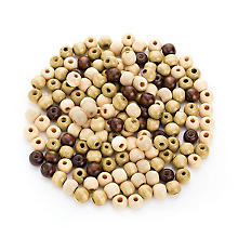 Perles en bois, tons marron, en différentes dimensions