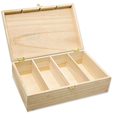 Boîte 4 compartiments, en bois L. 31 x 19,5 x H. 9 cm C 'Top