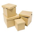 Schachteln Quadratische Pappmaché 16-18-20 cm braun 3-teilig 
