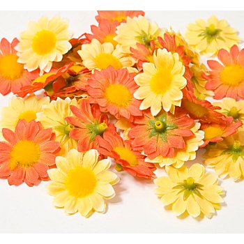 Boutons de fleurs, jaune/orange, 4 cm Ø, 40 pièces