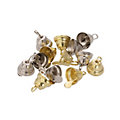 Clochettes en métal, argenté-doré, 1,2 cm, 48 pièces