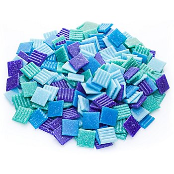 Tesselles en verre, tons bleus, 20 x 20 mm, 750 g