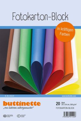 buttinette Bloc de carton de couleur, tons pastel, 24 x 34 cm, 20 feuilles