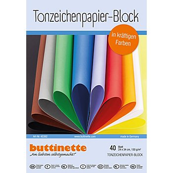 buttinette Tonzeichenpapier-Block, bunt, 24 x 34 cm, 40 Blatt