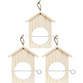 Futterhalter "Haus" aus Holz, 15,5 x 2 x 19 cm, 3 Stück