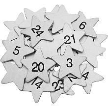 Adventskalender-Zahlen 'Sterne' aus Holz, silber, 3,5 cm