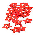 Adventskalender-Zahlen "Sterne" aus Holz, rot, 3,5 cm