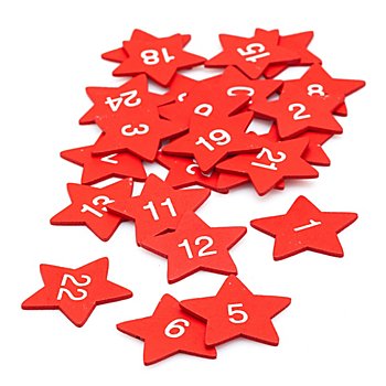 Adventskalender-Zahlen 'Sterne', rot