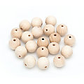 Perles en bois brut, 20 mm Ø, 20 pièces