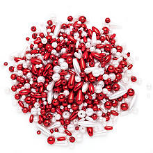 Perlenmischung, rot und weiß, 4–12 mm, 80 g