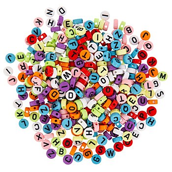 Perles 'alphabet', en plastique, Ø 7 mm, 50 g