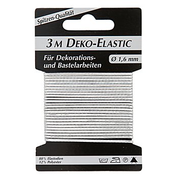 Elastik-Kordel 'Deko-Elastic', silber, Stärke: 1,6 mm, 3 m