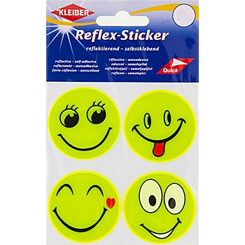 Kleiber Reflex-Sticker 'Emoji', 5 cm Ø, 4 Stück
