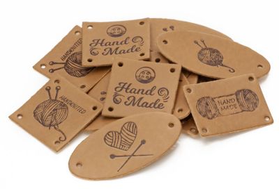 Étiquettes personnalisées avec logo en cuir pour tricoter des vêtements,  étiquettes faites à la main avec