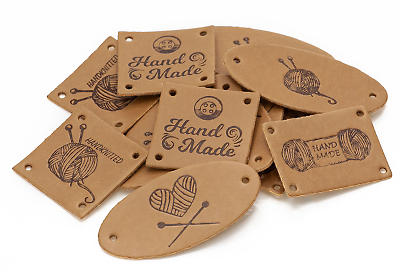 Écusson/Étiquette en éco-cuir - « Hand made » (fait main