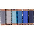 Mettler Silk Finish Cotton Set de fils à coudre, grosseur : 40, bleu/gris, contenu : 6x 150 m