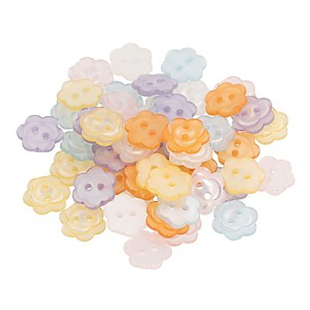 buttinette Boutons en forme de fleurs, multicolore, 11,5 mm Ø, 60 pièces