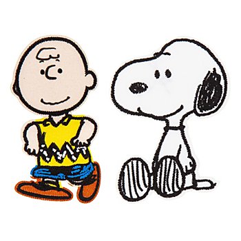 Peanuts Applikationen 'Snoopy und Charlie', Grösse: 4,0–7,5 cm, 2 Stück