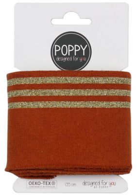 Poppy Strickbündchen "Glitzer-Streifen" | rost/gold | 1,35 m | Bastelbedarf | buttinette
