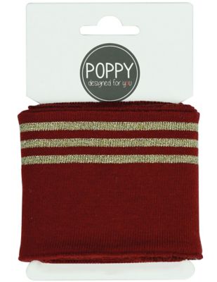 Poppy Strickbündchen "Glitzer-Streifen" | bordeaux/gold | 1,35 m | Bastelbedarf | buttinette
